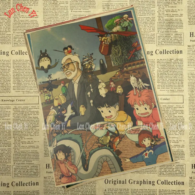 Miyazaki Hayao японское аниме классическое кино художественный постер из крафт бумаги