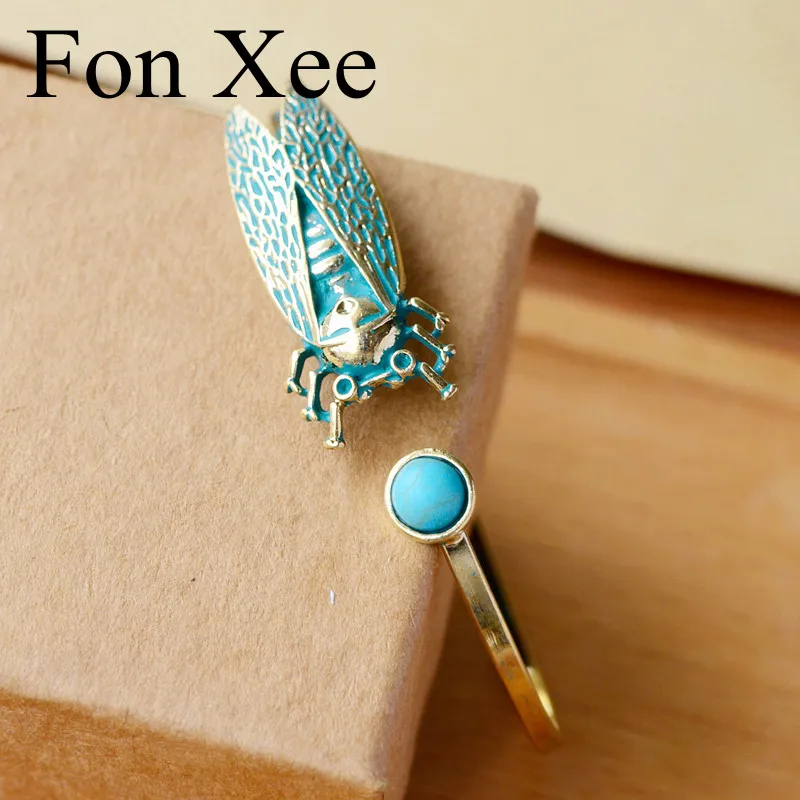 Fon XEE открытый зеленый Цикада манжета браслет для женщин Регулируемый Браслет
