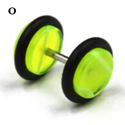 O BOG-Pair, акриловые, смешанные, стильные, винтовые, мужские серьги, женские, стальные, жевательные, поддельные Заглушки для ушей, измерительные приборы, иллюзия, туннель, тело, Jewelry16G - Окраска металла: O