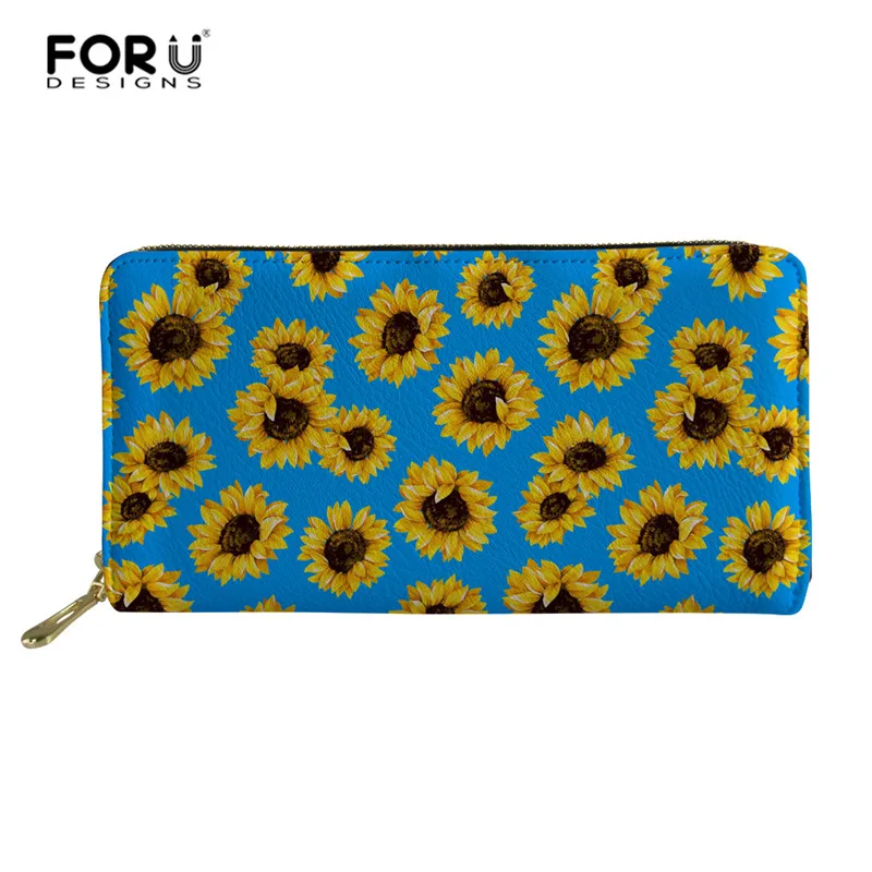 L5266Z21 FORUDESIGNS/милый женский кошелек, модный дизайн подсолнухов, милый Длинный кошелек, держатель для карт, сумка для монет, Дамский кошелек из искусственной кожи - Цвет: L5266Z21