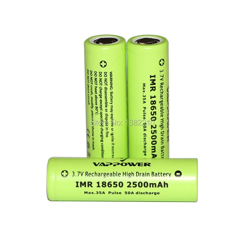 Бесплатная доставка! 2 шт./лот VAPPOWER 3 7 V IMR 18650 2500mAh Высокая утечка 35A электронная