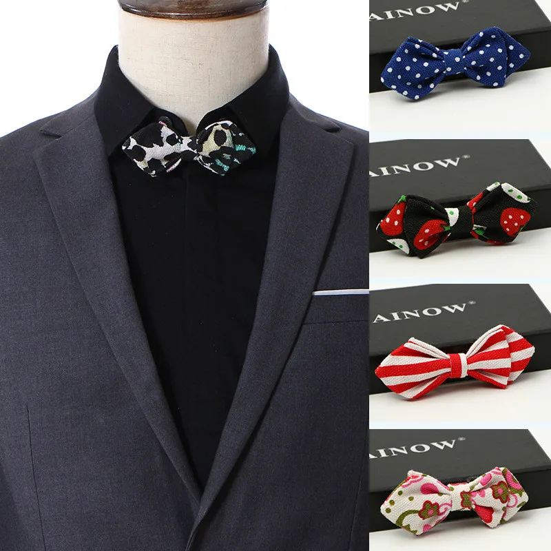 

New Fashion Necktie Lovely Cotton Men Bow Ties Wedding Business Party Elegant Pattern Butterfly Yarn Gravatas Tie for Men Gifts