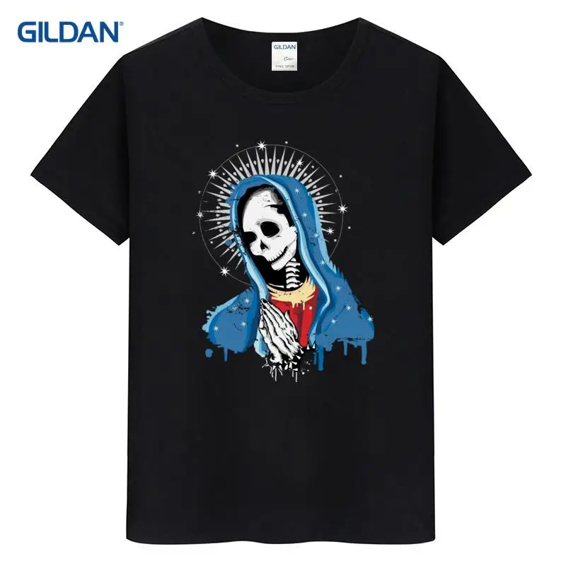 Графический Сделать Футболка смешно дешевые футболки Девы Марии Dia de los muertos