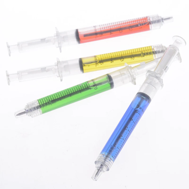 

1PC Cute Creative Ballpoint Pen Syringe Flowing Liquid Blue Ink Ballpoint Pen Cute Stationery Office Supplies