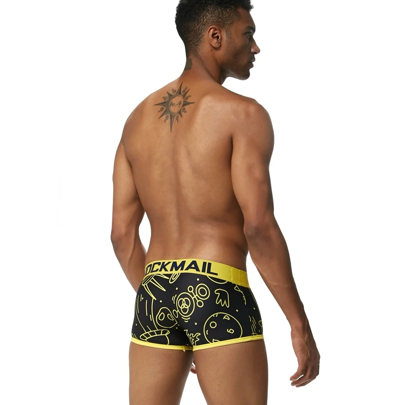 JOCKMAIL, сексуальное мужское нижнее белье, боксеры, игривое, с принтом, для геев, нижнее белье, низкая талия, дышащий, лед, шелк, мультяшный принт, мужские трусы-боксеры