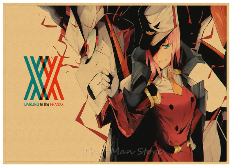 Darling in the FranXX HIRO ZERO TWO ICHIGO GORO стикер на стену плакат из крафт-бумаги японского аниме плакат ретро плакат 30*21 см - Цвет: Светло-серый