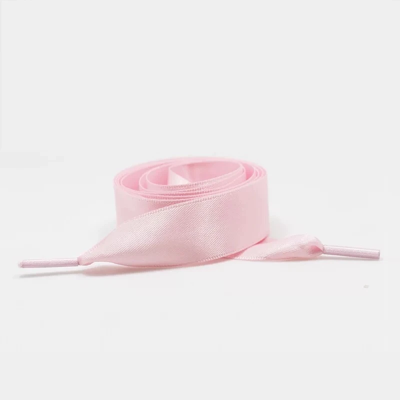 Pink 1Pair Satin Silk Ribbon Shoelaces White Sneaker shoes lace Canvas shoe laces 2cm Width 80cm/100cm/120cm Length Shoelace - Цвет: Pink