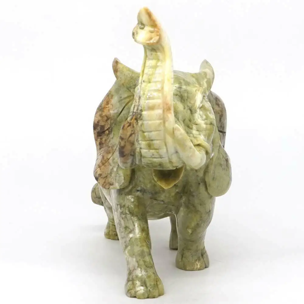 Статуя слона натуральный драгоценный камень из лимонного нефрита кристалл