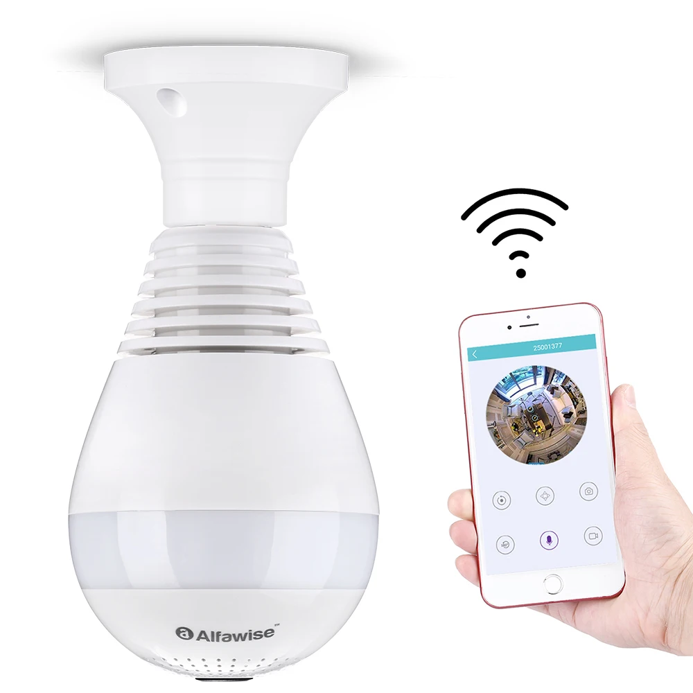 E27 Smart Беспроводная лампочка IP панорамный Fisheye 1080 P HD 2MP Wi Fi Камера 360 градусов
