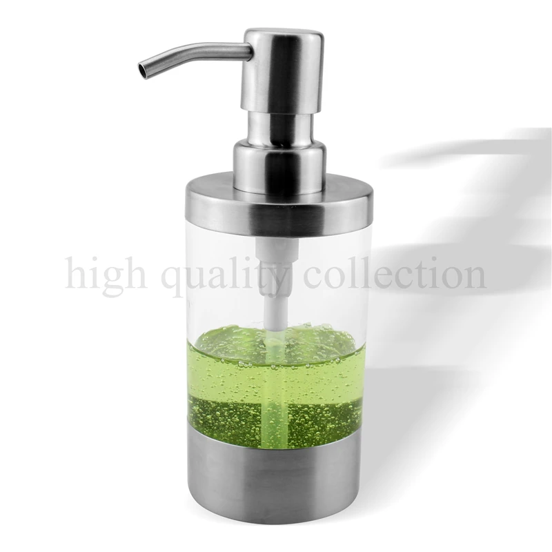 Дозатор для жидкого мыла из нержавеющей стали 250 мл 304 с акриловой бутылкой кухни