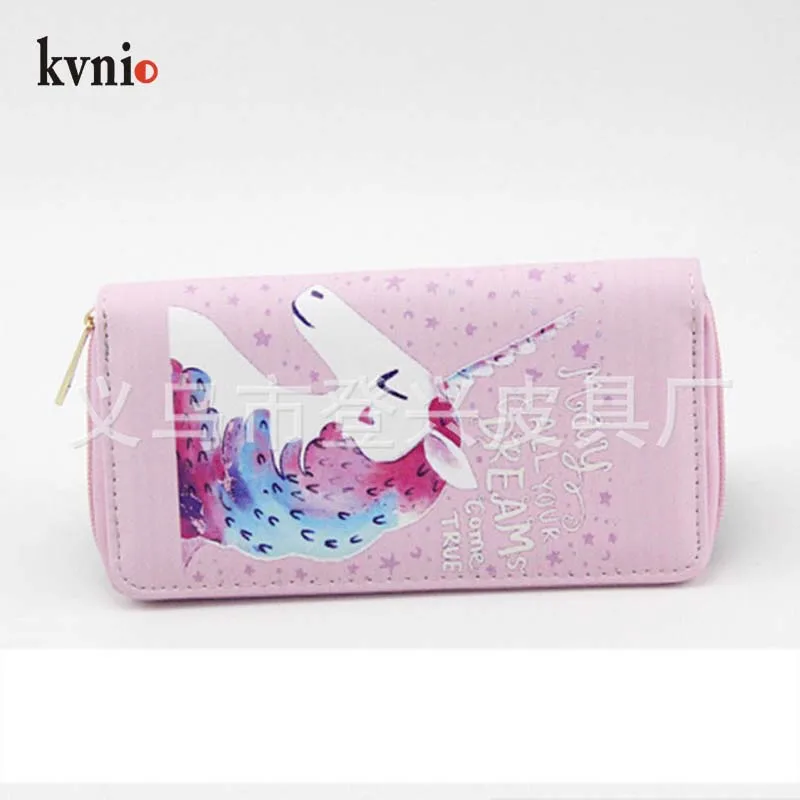 KVNIO 2018 новый милый Длинный кошелек с принтом единорога студенческий клатч из