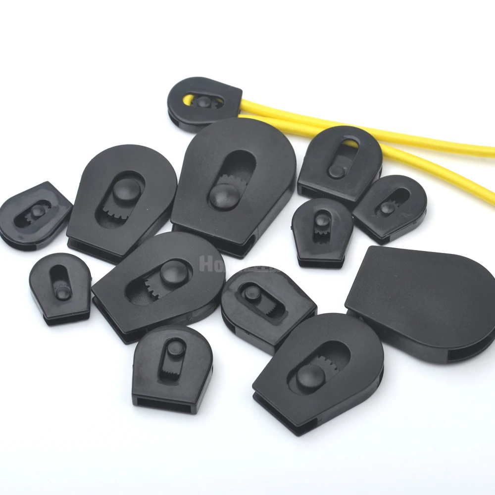 50 шт./лот черный пластиковый POM ball cord lock toggles скользящие пробки shock bungee шнур в 3 мм 4 5
