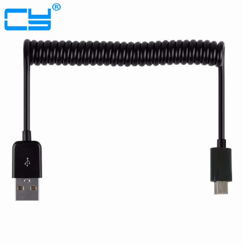 USB 2 0 к Мини кабели мини Спиральный Кабель-адаптер для зарядки данных 50 см/0 5 м 200
