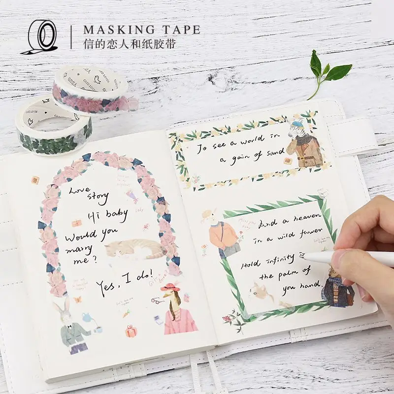 15/30 мм сад серии японская лента Washi Kawaii анимальный Декор Стикеры s цветы клейкой ленты уплотнение прикольный канцелярский стикер