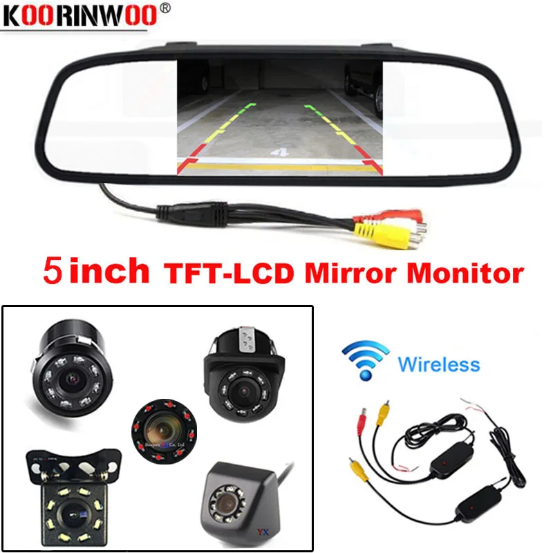 Koorinwoo 2 4G беспроводной 5 дюймовый TFT ЖК монитор зеркала заднего вида с видеовходом