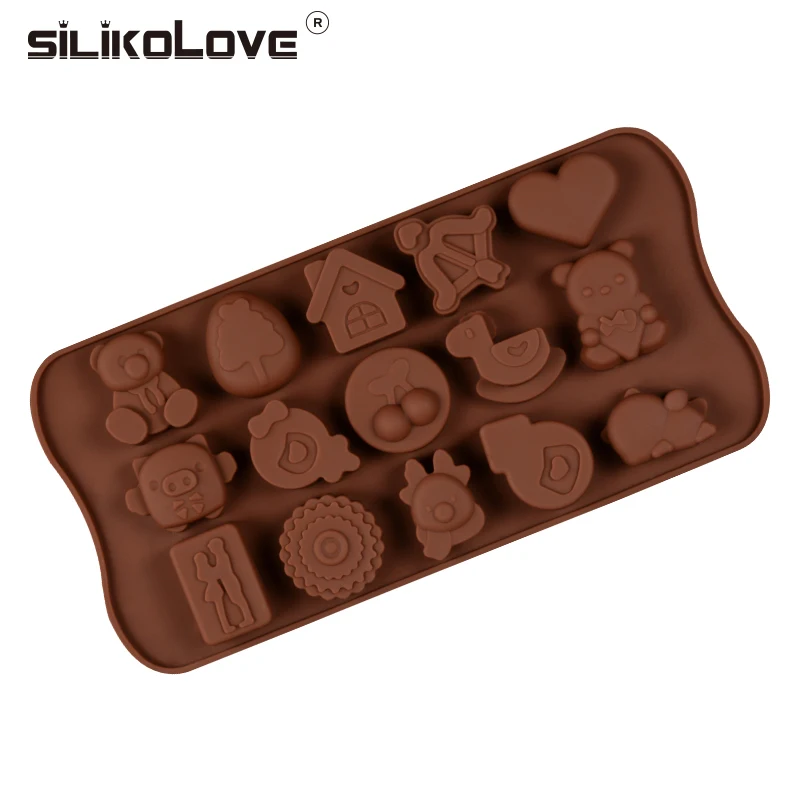 SILIKOLOVE антипригарные силиконовые формы для шоколада FDA безопасные 3D Мультяшные животные в форме формы для желе или льда, формы для выпечки, инструмент для выпечки