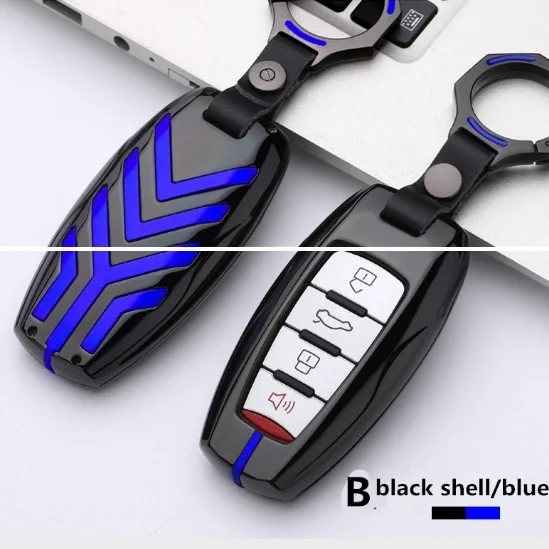 B black blue Автомобильный ключ из цинкового сплава для Great Wall Haval Coupe H7 H8 H9 GMW H6 Samrt, цветная полоска, пульт дистанционного управления, брелок, чехол, брелок - Название цвета: B black blue