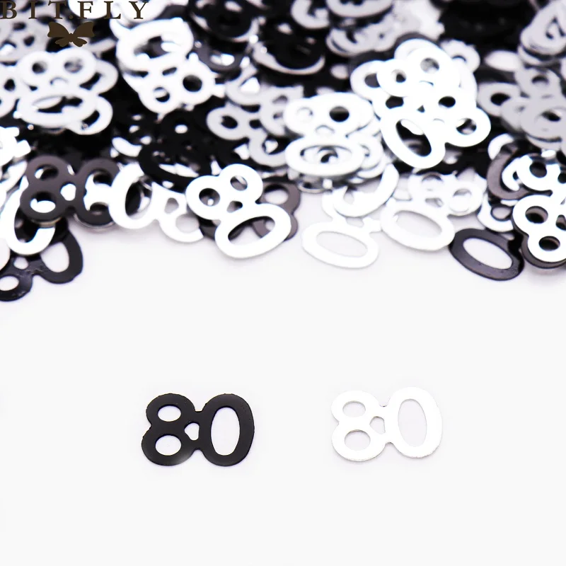black 80th 15 г цифры на день рождения 13, 16, 18, 30, 40, 50, 60, 80 вечерние конфетти на день рождения, свадебные украшения, Блестящие Блестки, вечерние украшения на день рождения - Цвет: black 80th