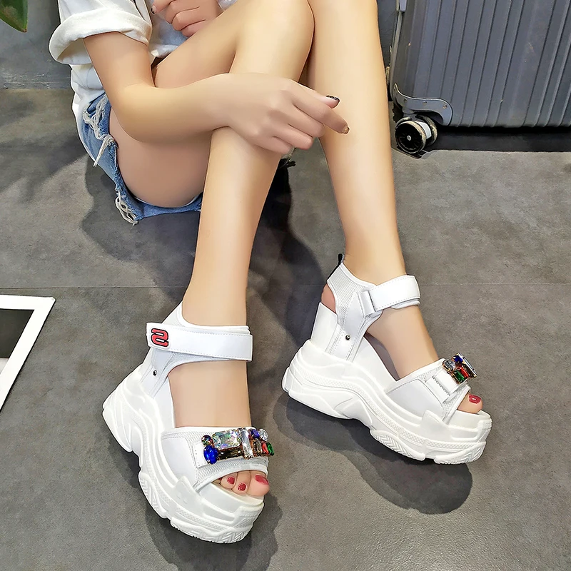 Rimocy разноцветные Кристальные пояса супер Летняя обувь на высоком каблуке