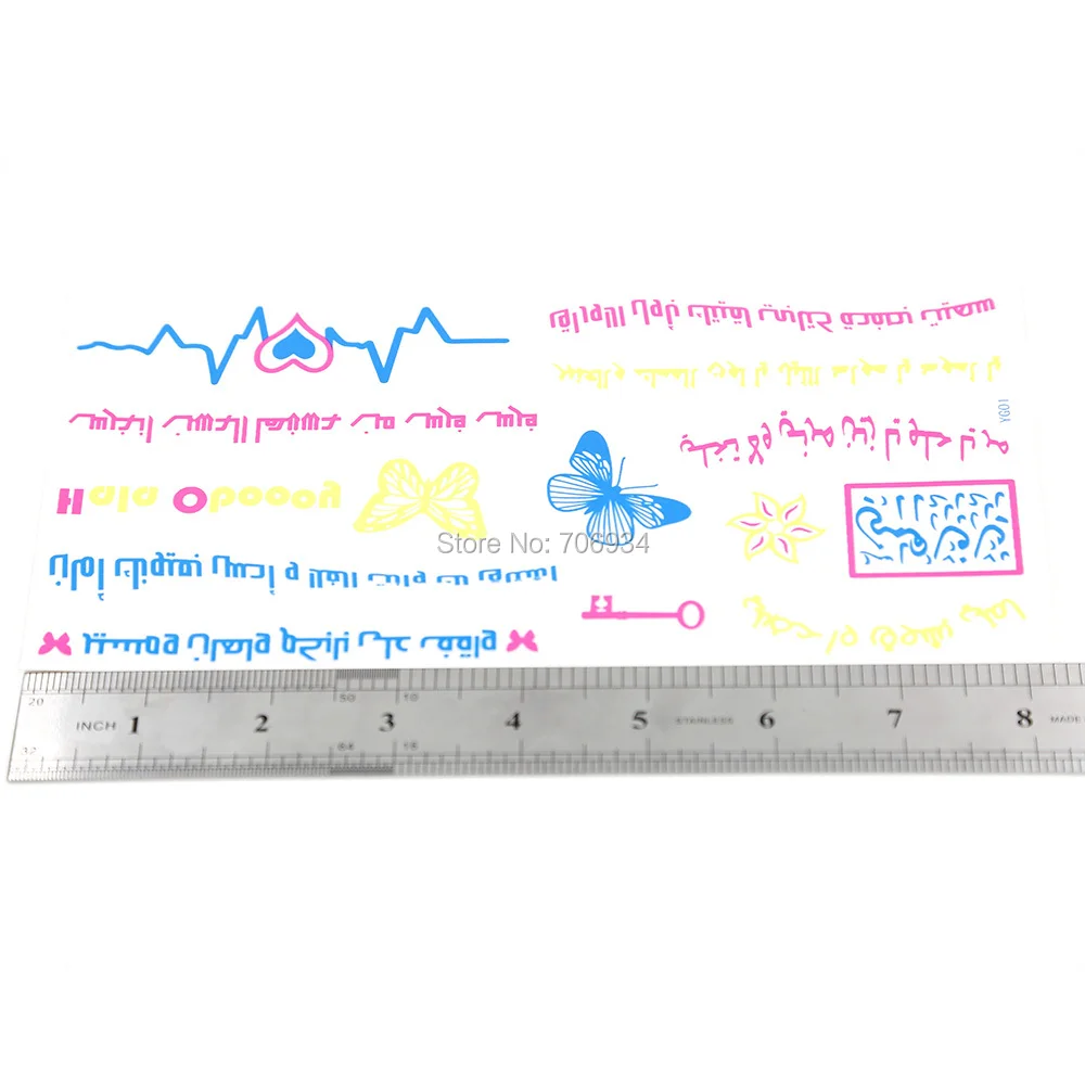 Временные тату-наклейки флуоресцентные арабские татуировки 6 шт. новые