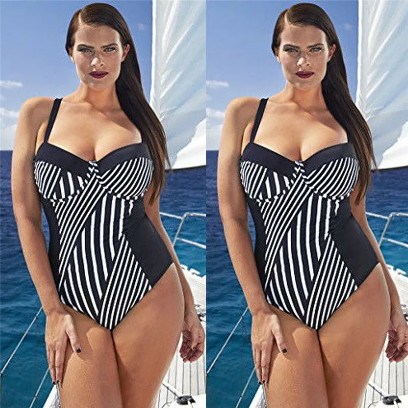 Женский слитный купальник в полоску Бандажное бикини с пуш-ап мягкий бюстгальтер