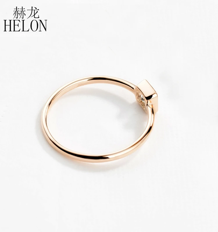 HELON 0.3ct кольцо с натуральным аквамарином 14 к розовое золото Аквамарин обручальное кольцо обручальное Кольцо женское модное Ювелирное кольцо юбилей