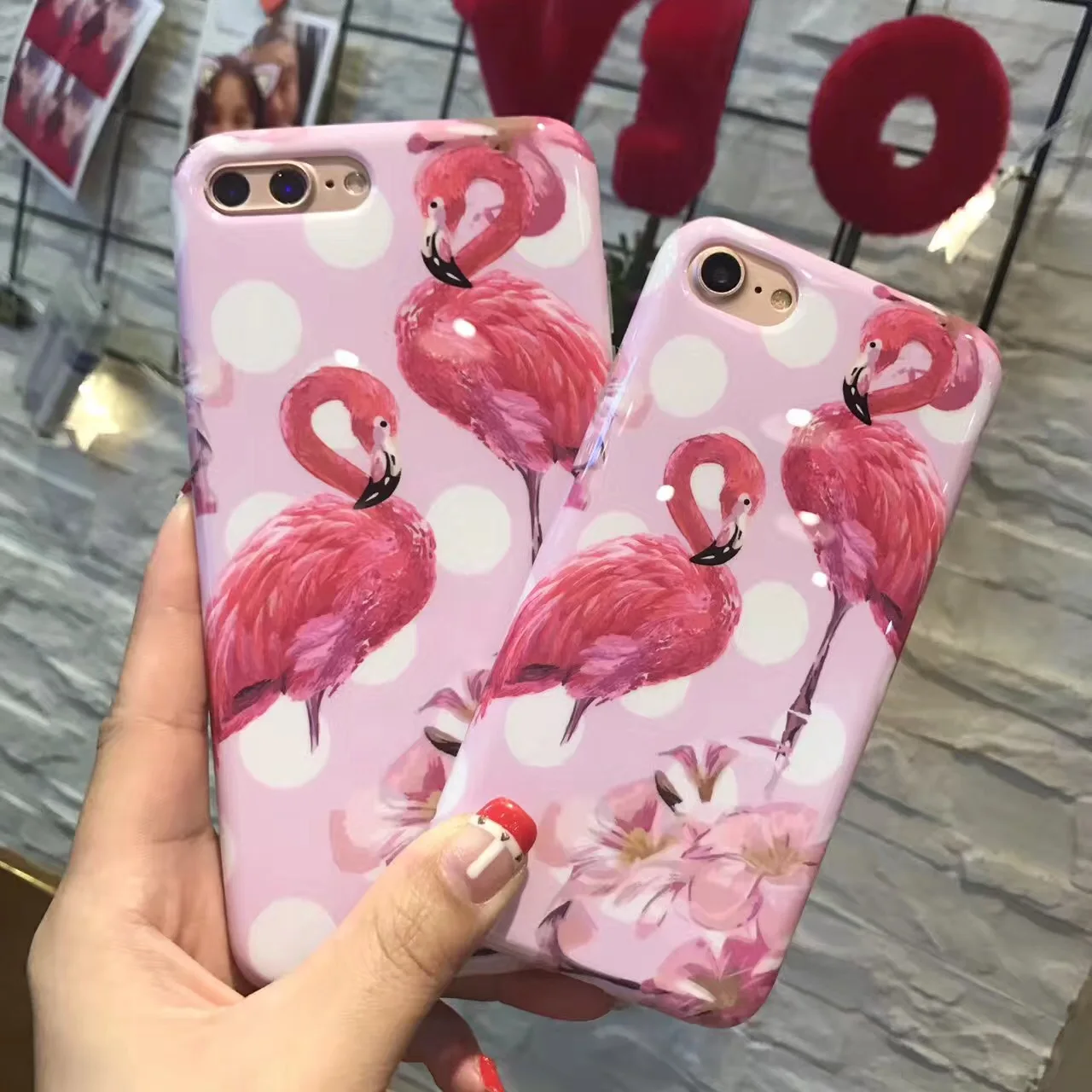 Мягкий чехол IMD с рисунком фламинго и цветов для iPhone 7 8 plus X XS закаленное стекло