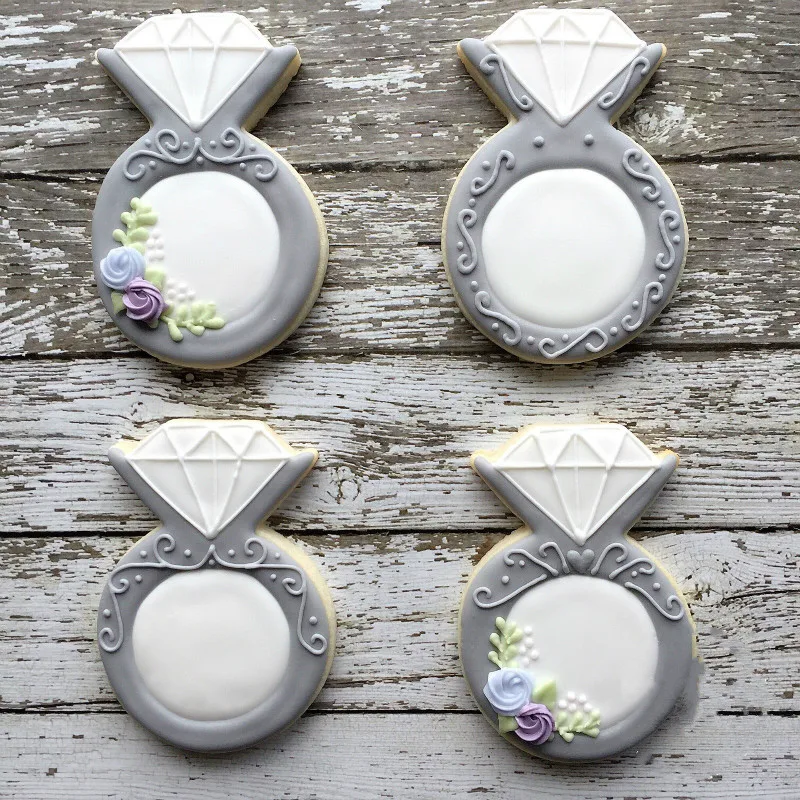 KENIAO Diamond Ring Cookie Cutter For Wedding Party - 6.4 x 9.9 CM Valentine's Day Biscuit Bread Mold Stainless Steel | Дом и сад