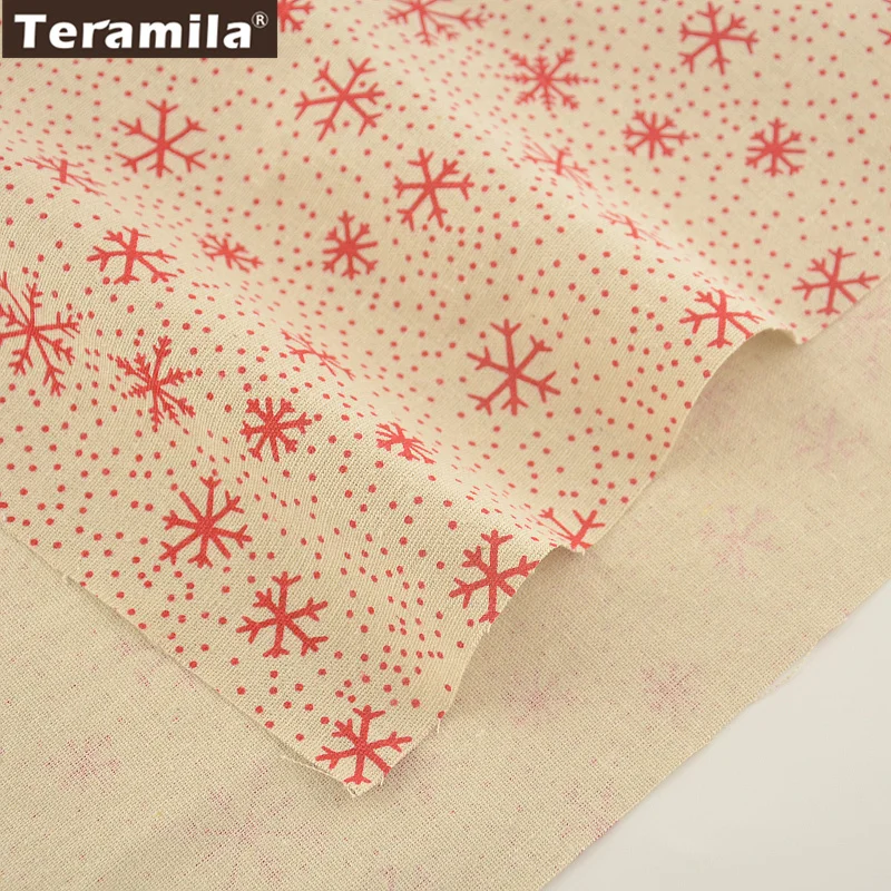 Cotton Red Snowflake Designs Linen Fabric Sewing Material Tissu TERAMILA Tablecloth Pillow Bag Curtain Cushion Zakka CM | Дом и сад