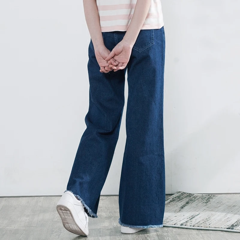 Женские свободные джинсы с бахромой винтажные широкие высокой талией