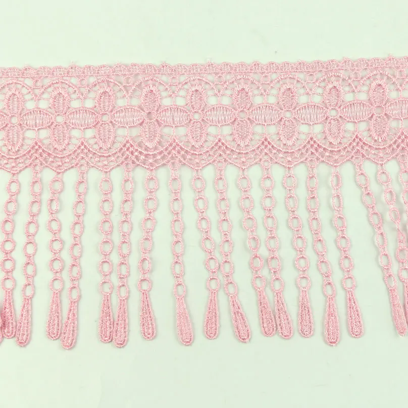 2Yds горячая Распродажа розовая кисточка Венеция кружевная отделка полиэстер