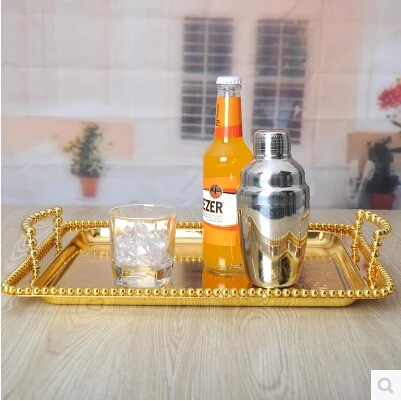 38cm x 28cm european Rectangle gold/silver-plated meal tray, tray decoration, home decoration gold serving tray FT004