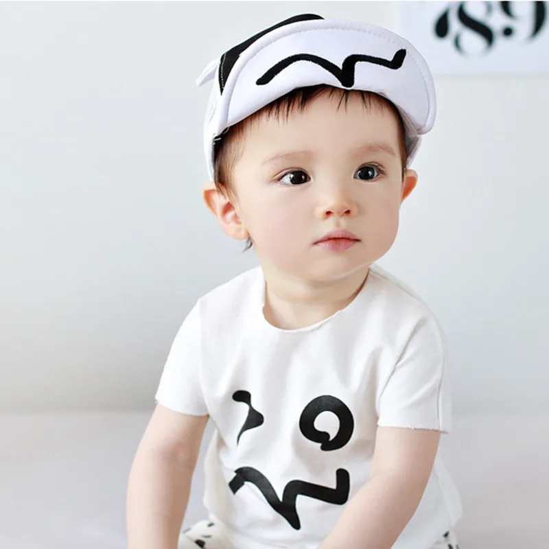 Retail 0-4 years baby 50CM summer black and white eyes grid baseball cap | Детская одежда и обувь