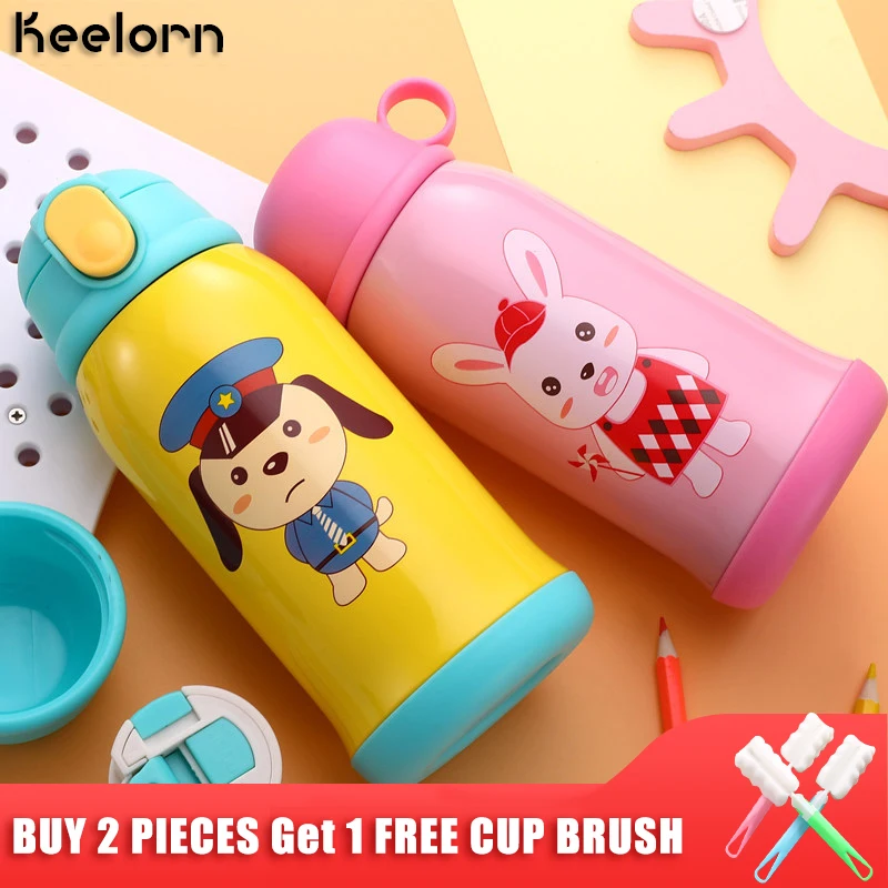 

Keelorn 500ML Vacuum Flasks Thermoses Cup+Cup Sets 304 Stainless Steel Portable Thermal Insulation Mug Cartoon Children Cups