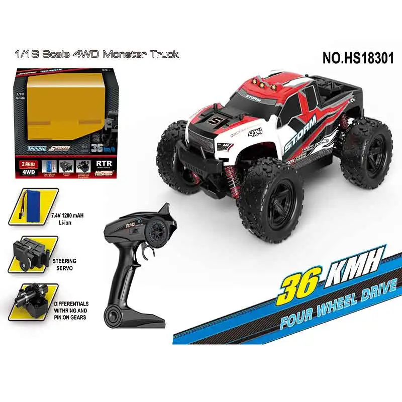 Высокая скорость RC Внедорожный гоночный автомобиль HS18301/HS18302 1/18 2 4 ГГц 4WD 36 км/ч