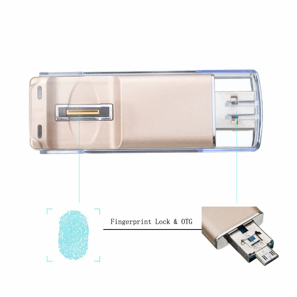 Защитный замок на отпечатке пальца накопитель 16 ГБ распознавания большого OTG