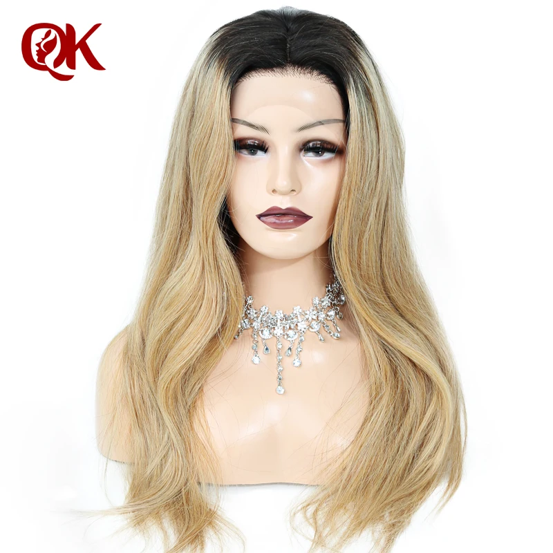 QueenKing волосы 150% плотность бразильский Ombre 1B 27 парик с кружевом спереди Золотой Блонд remy волосы
