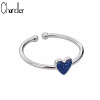 chandler blue love heart charm ring adjustable wedding engagement band finger toe rings 2018 summer beach romantic