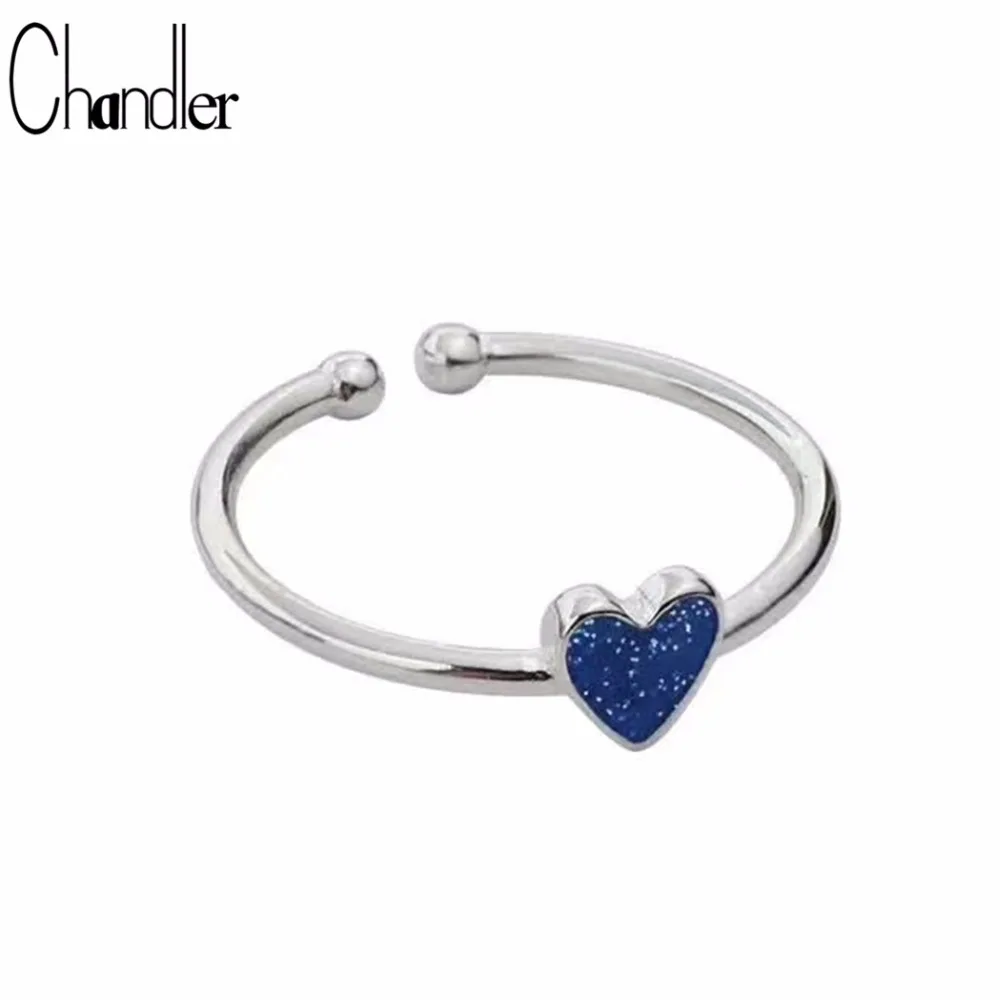 Обручальное кольцо Chandler Blue Love Heart регулируемое обручальное с открытым носком на