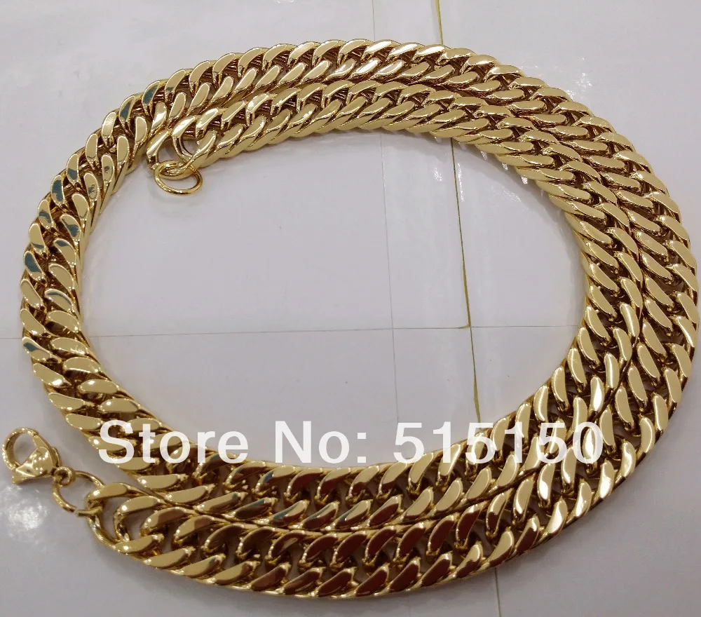 24 &quotОчаровательная Мужская цепочка из нержавеющей стали 10 мм желтого золота