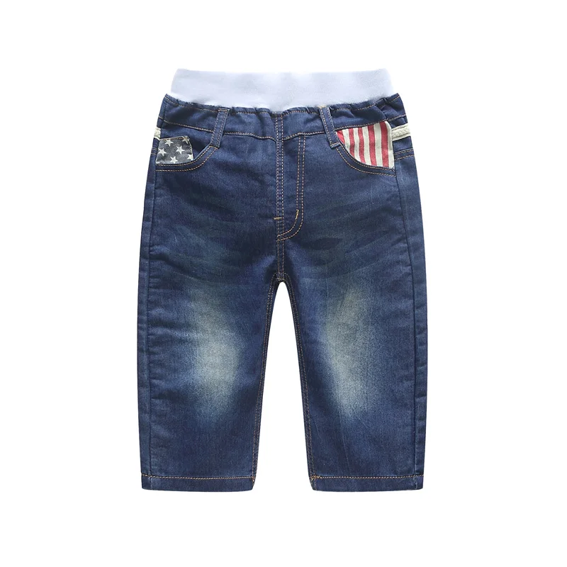 Blue DIIMUU/детская одежда джинсы для мальчиков модные эластичные джинсовые штаны для мальчиков детские хлопковые повседневные потертые Брюки с карманами и принтом От 4 до 13 лет - Цвет: Blue