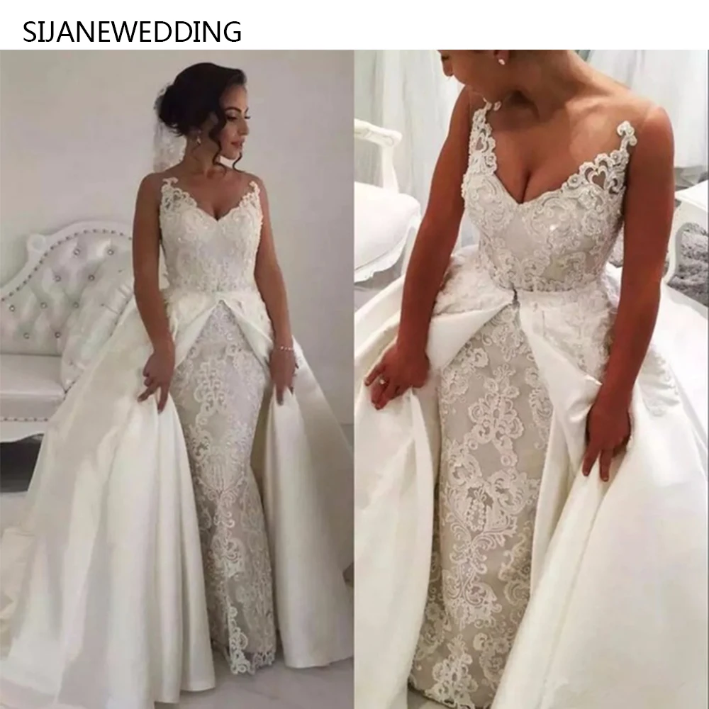 SIJANE кружево украшения Принцесса Свадебные платья без рукавов robe De mariée бальное