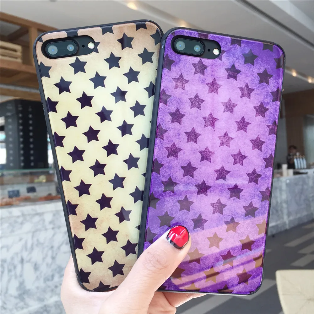 Закаленное стекло телефона сумки для APPLE IPHONE 7 8 PLUS X 6 S Роскошные звезды закаленное
