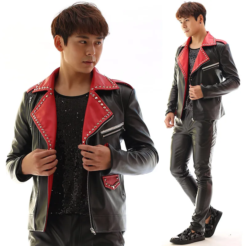 Куртка кожаная мужская черная с заклепками | Мужская одежда