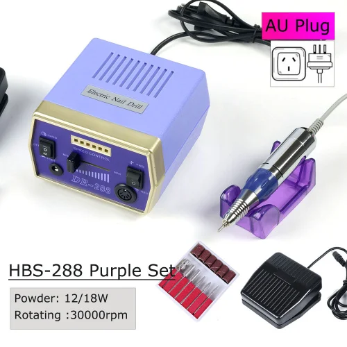 Purple AU Set STZ 30000 об/мин профессиональный Электрический Маникюрный станок для ногтей, наборы аппаратов, фрезы для ногтей, аксессуары для ногтей, инструменты HBS-288 - Цвет: Purple AU Set