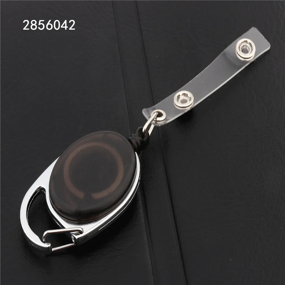 Выдвижная катушка для бейджа из цинкового сплава ABS пластик ID Lanyard имя бирка держатель для карты Бейдж катушки брелок зажимы - Цвет: Transparent black