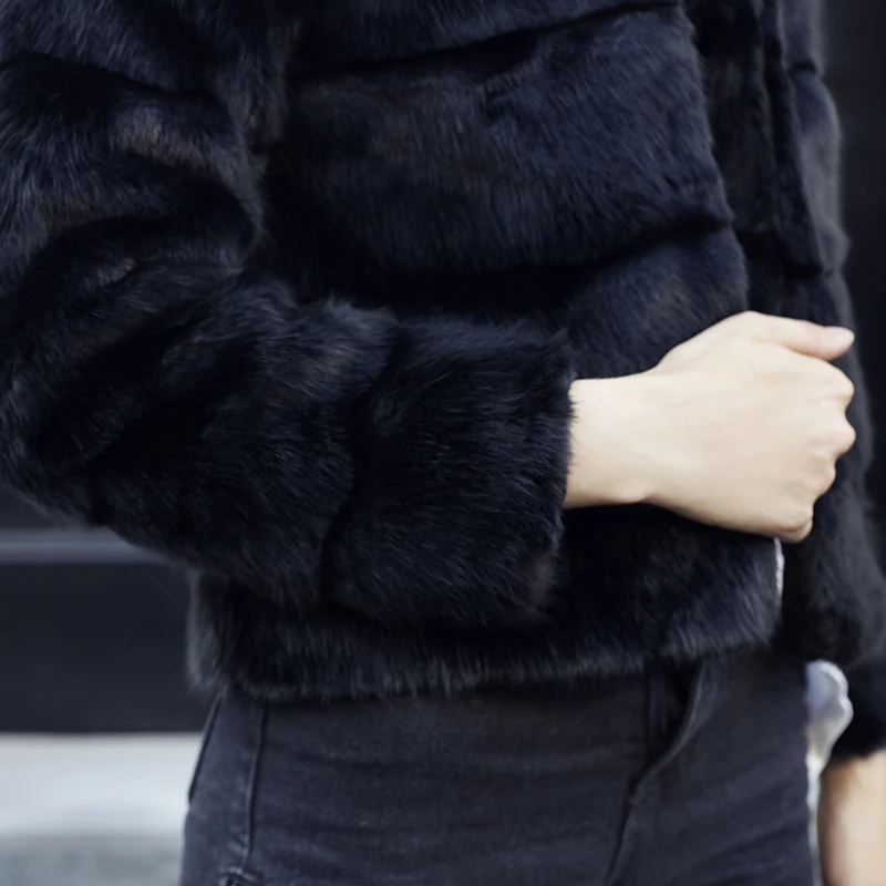 

Nice Must Have Black Faux Fur Coats Long Sleeve Thicken Warm Winter Jackets Women Fashion Streetwear Cardigans Outerwears 7Q2141