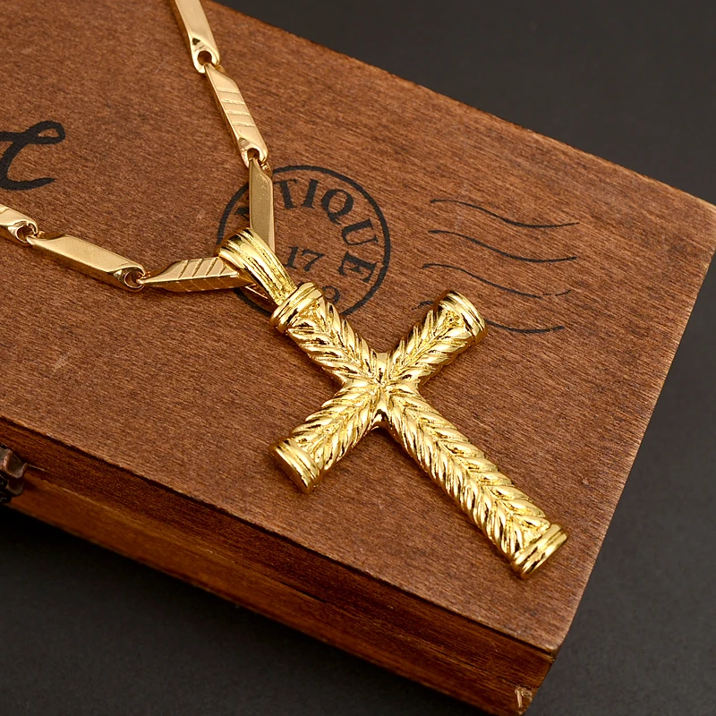EMEN'S для женщин большие размеры Крест 14 k желтого цвета из чистого золота GF