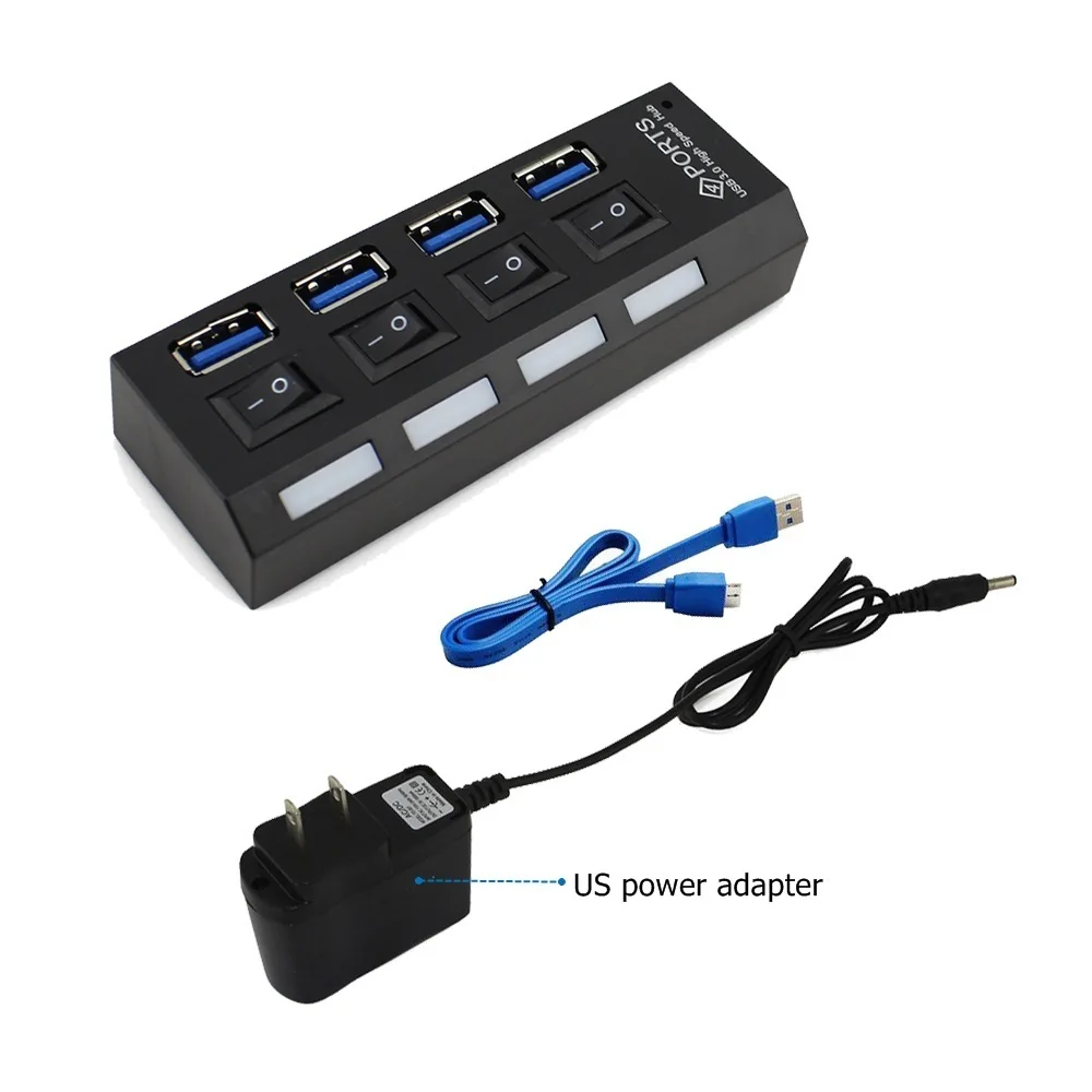 USB разветвитель CHYI на 4 порта 3 0 со светодиодной подсветкой и выключателем|usb 3.0