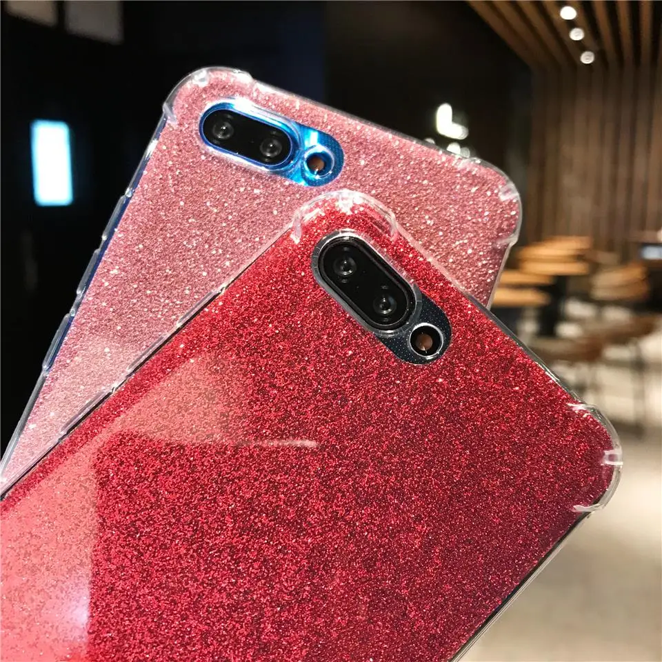 Противоударный Блестящий Мягкий силиконовый чехол 2 в 1 для Huawei Honor 10 8X 7X 6X 6A TPU Mate 20